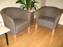 Capri Single Tub Chairs. Timber Legs. Any Fabric Colour